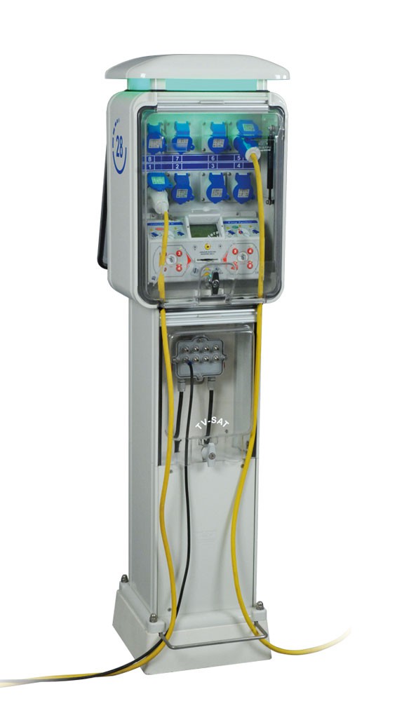 Borne eau électricité pour camping / Fontaine à eau / Prise électrique / ...