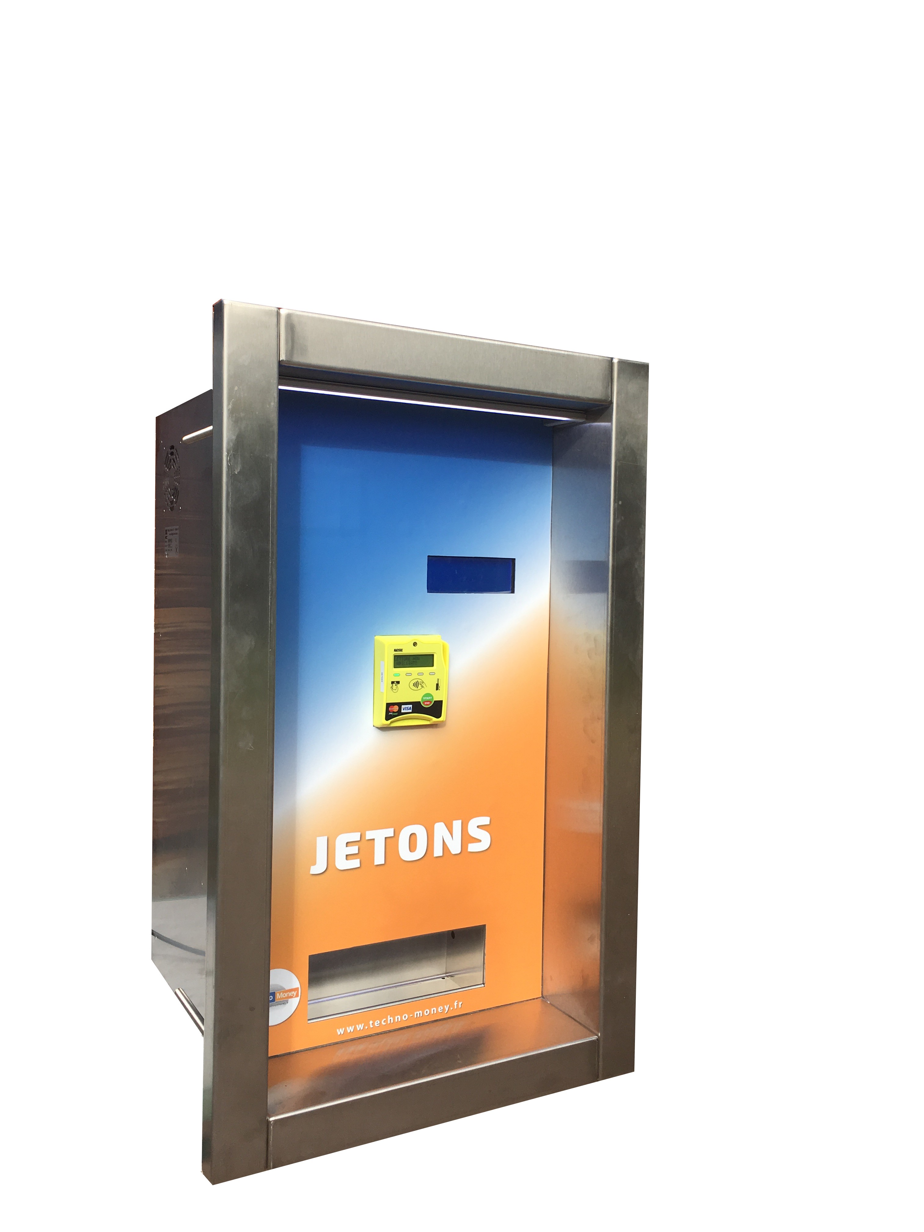 Distributeur de jetons encastrable - 1 sorte de jeton - CB "banques privées" - Pièces et/ou billets